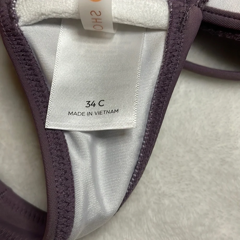 Shade & Shore Crochet Plum Bikini Halter Top Size 34C - Picture 6 of 7